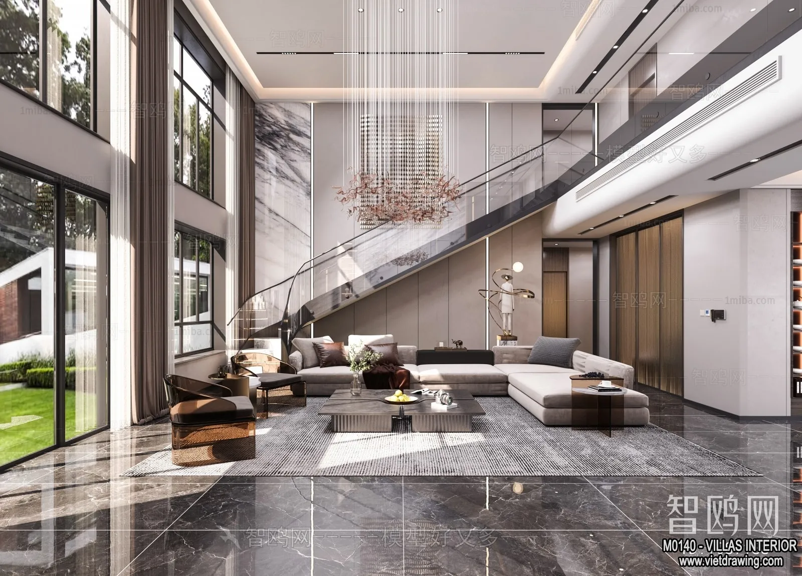 Living Room - Villas 3D Interior Scene - 3D Models - 056