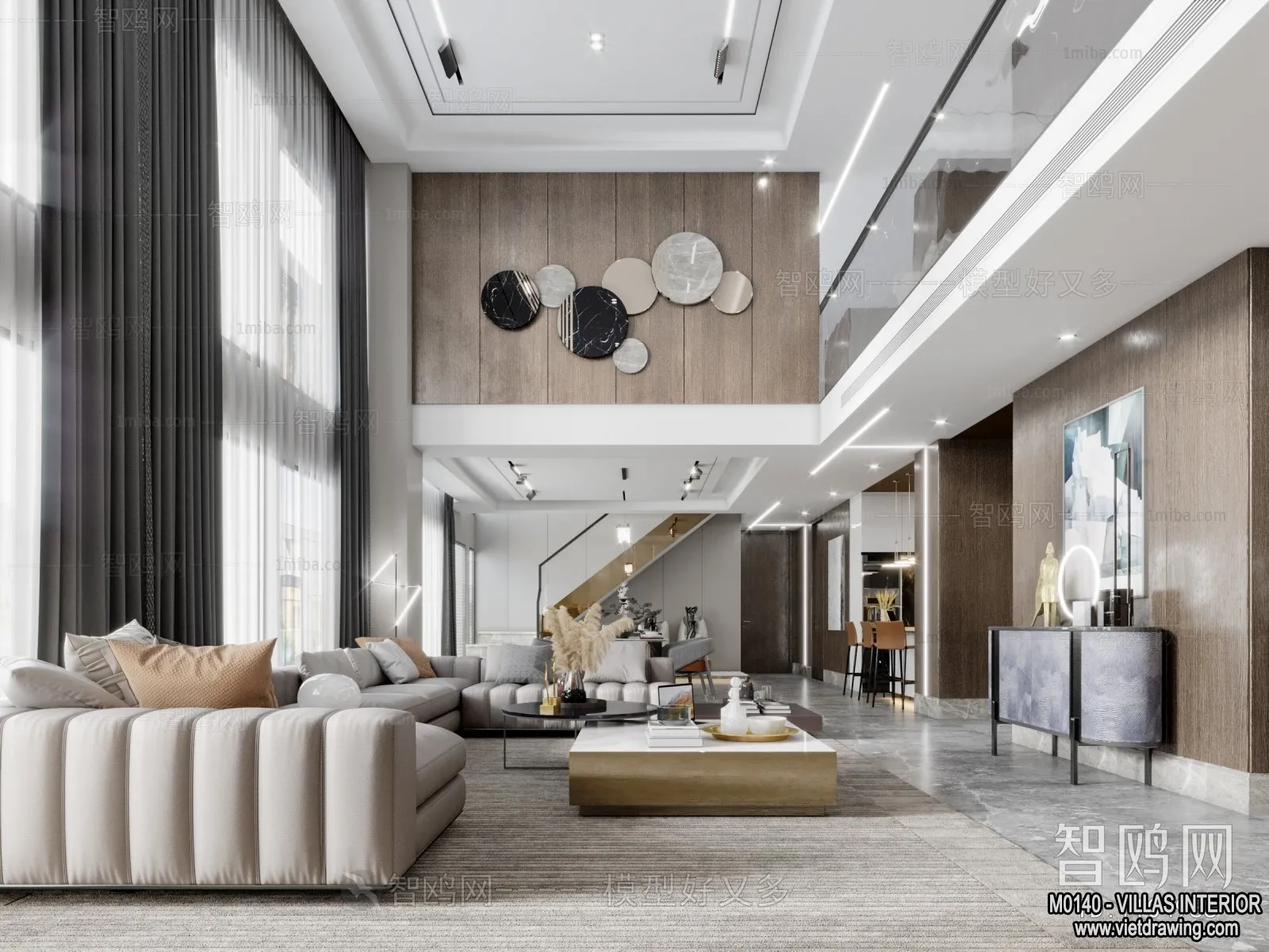 Living Room - Villas 3D Interior Scene - 3D Models - 057