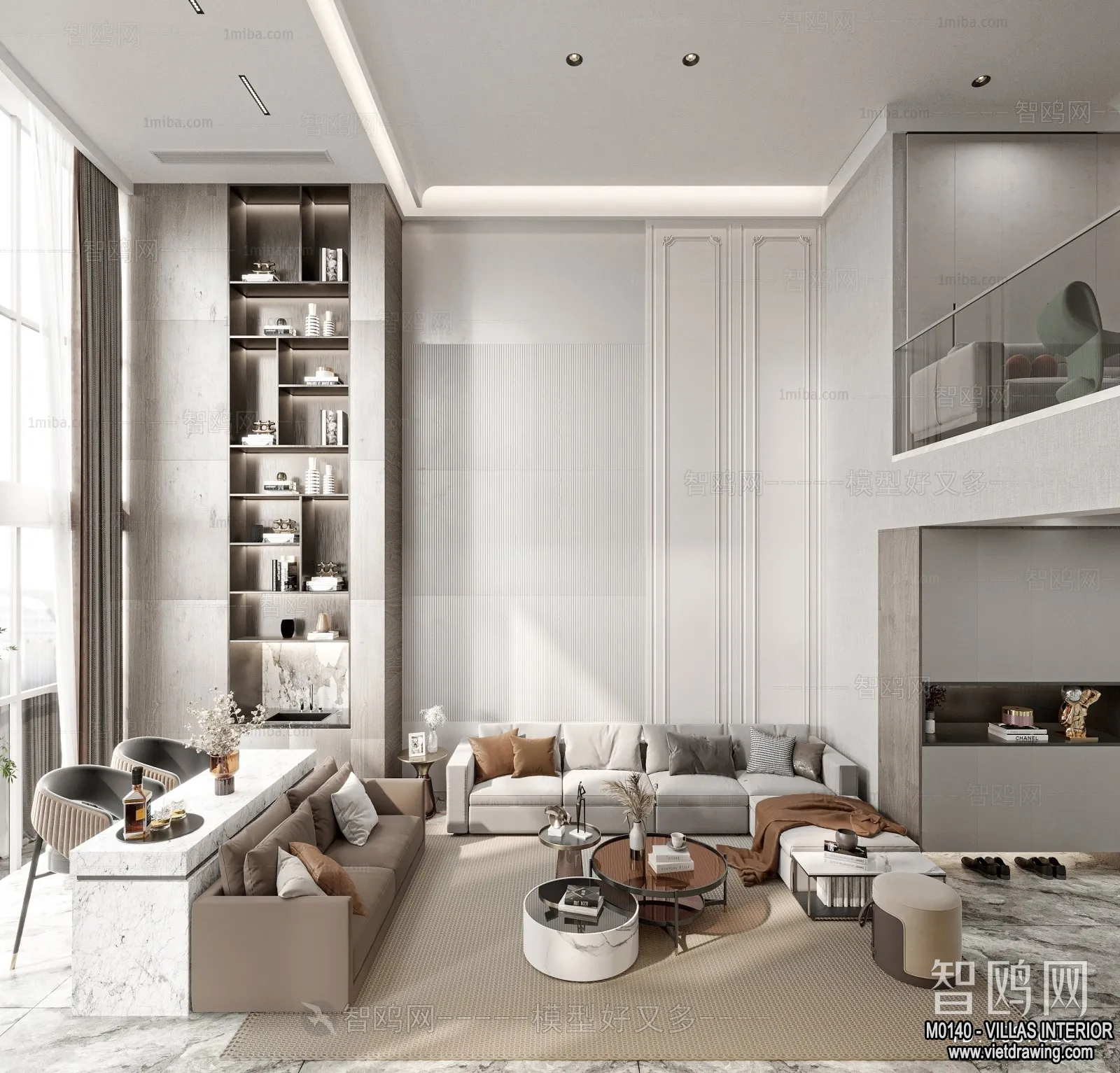 Living Room - Villas 3D Interior Scene - 3D Models - 058