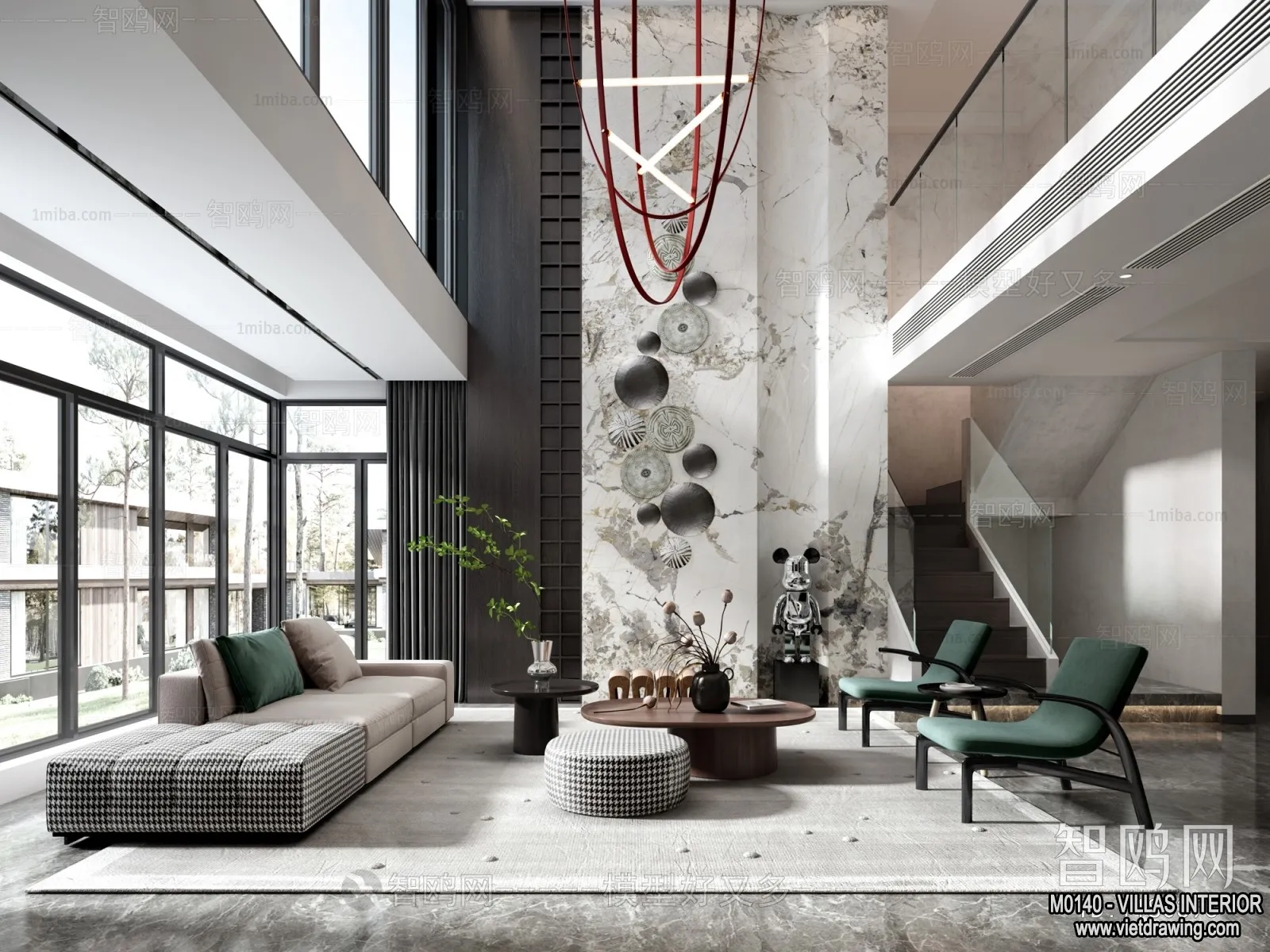 Living Room - Villas 3D Interior Scene - 3D Models - 059