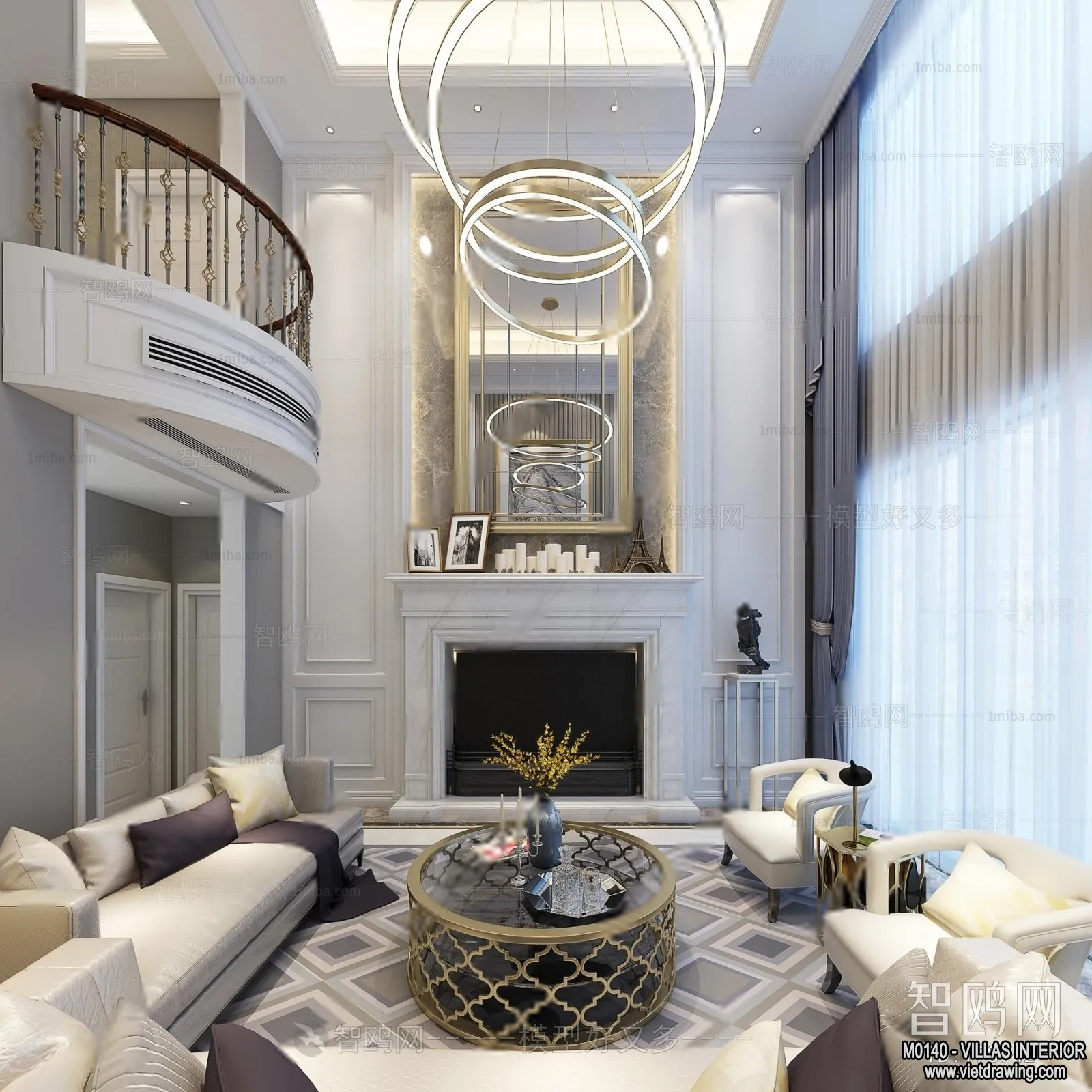 Living Room - Villas 3D Interior Scene - 3D Models - 060
