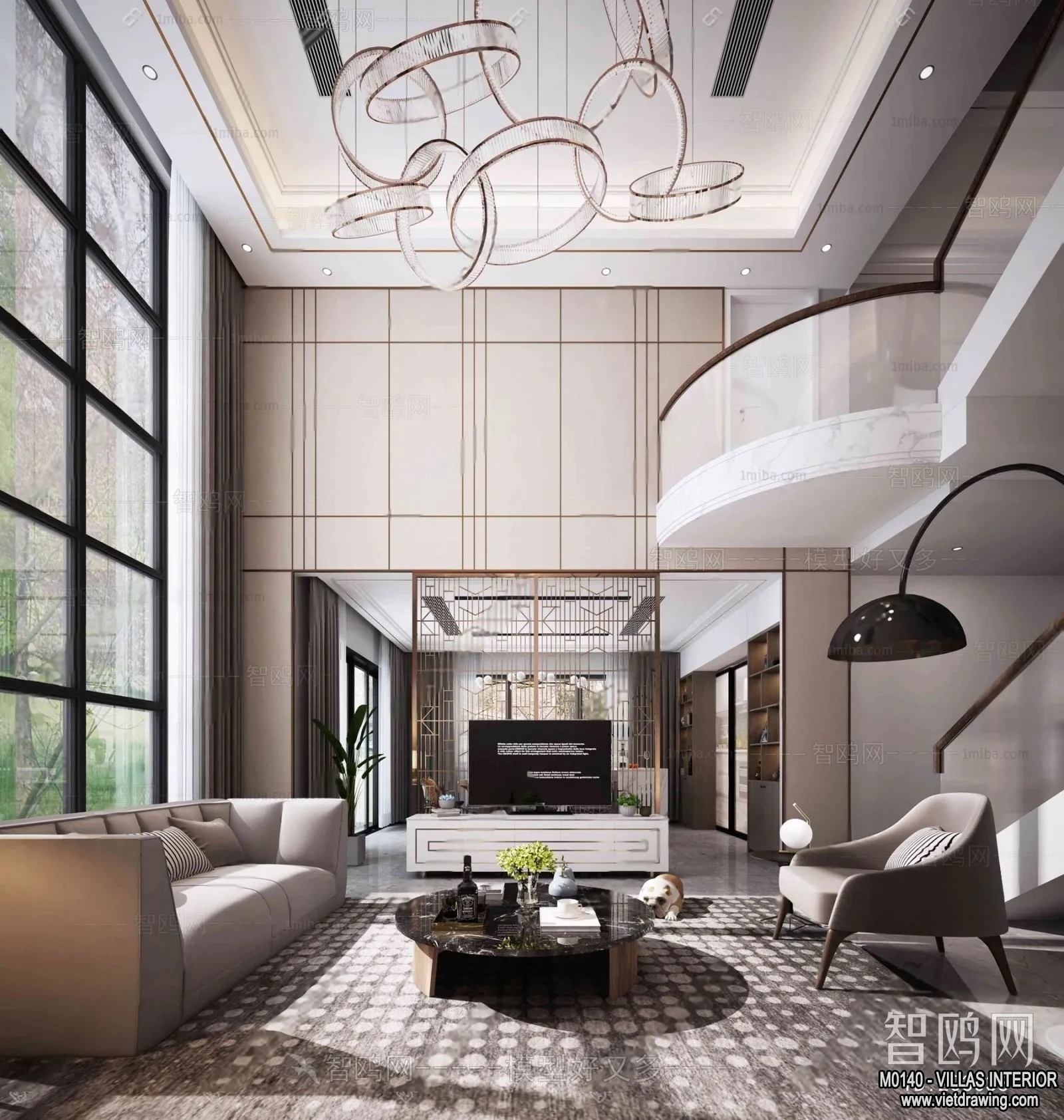 Living Room - Villas 3D Interior Scene - 3D Models - 063