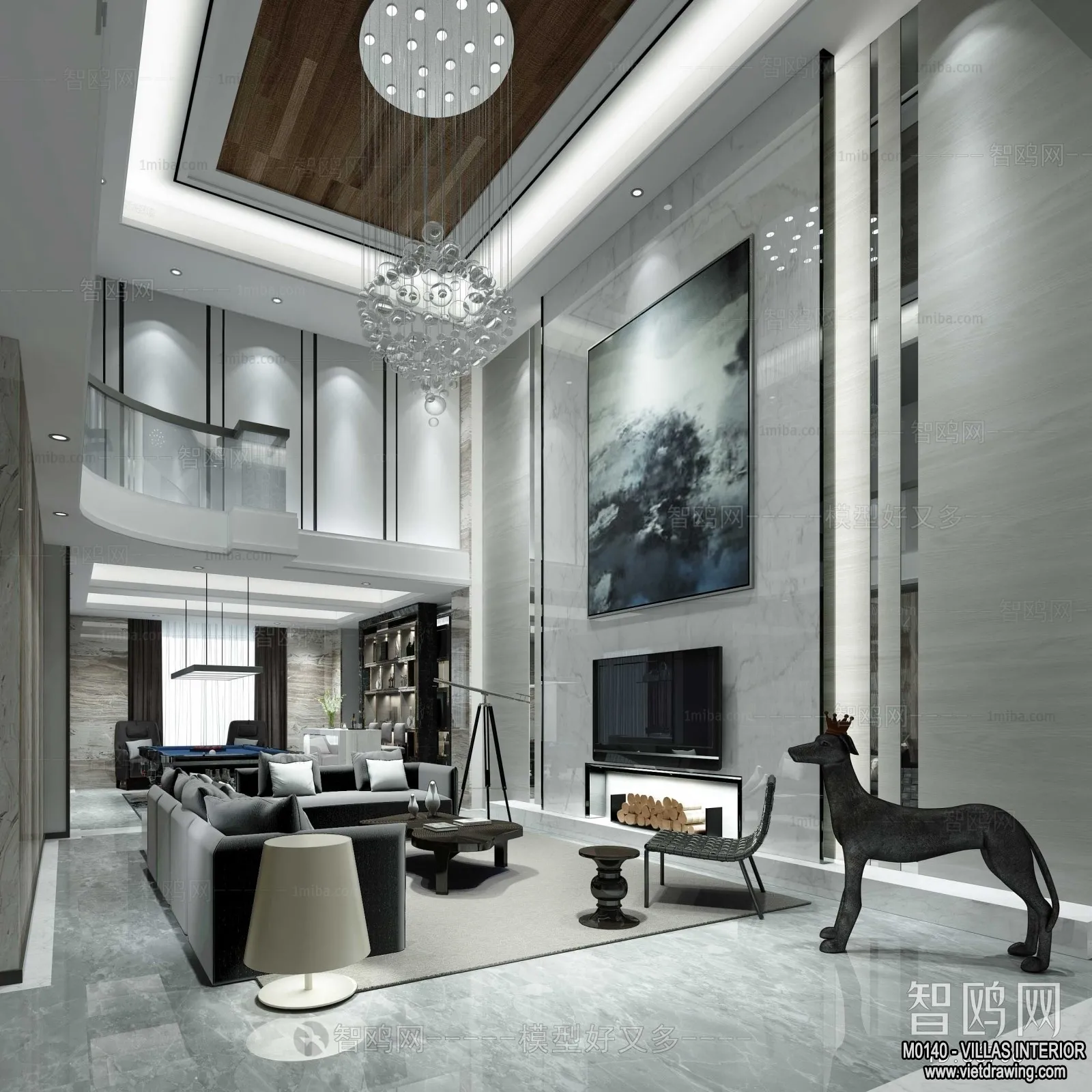 Living Room - Villas 3D Interior Scene - 3D Models - 064