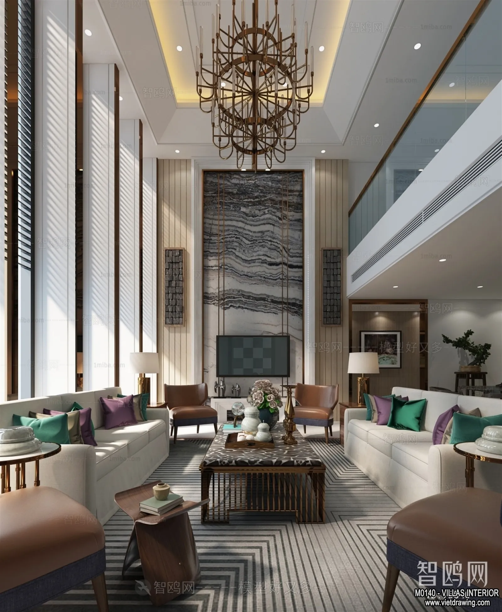 Living Room - Villas 3D Interior Scene - 3D Models - 065