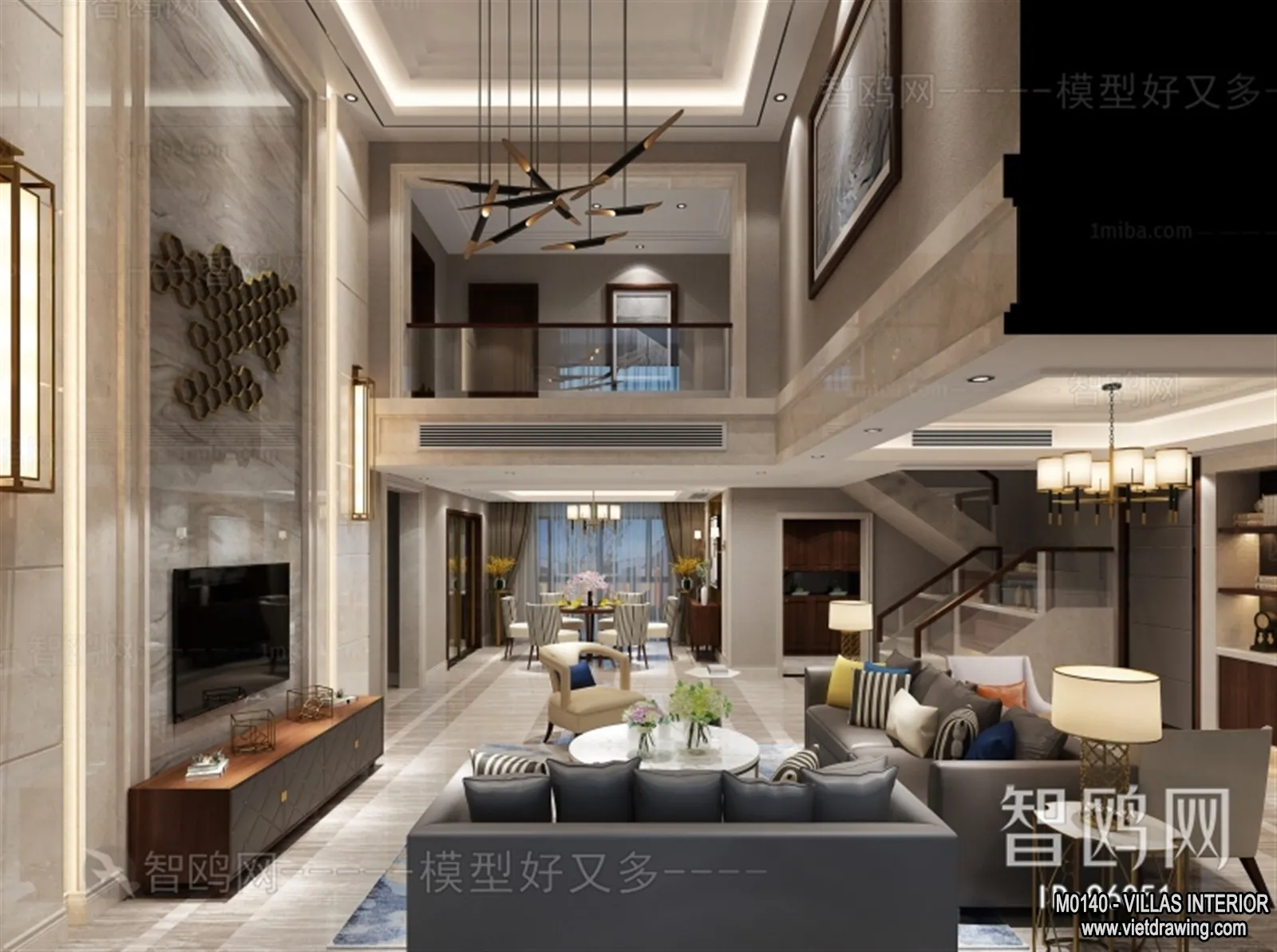 Living Room - Villas 3D Interior Scene - 3D Models - 066