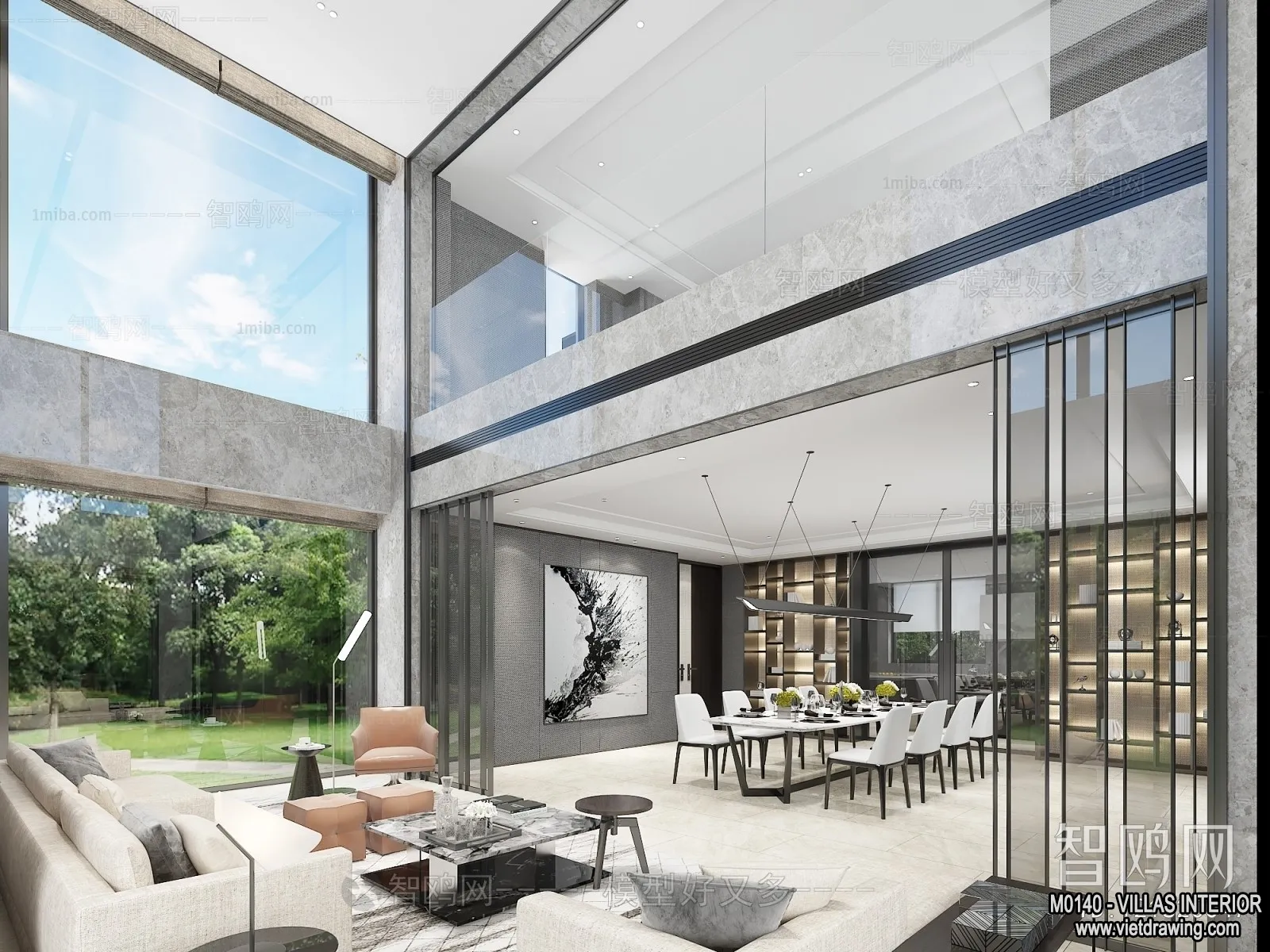 Living Room - Villas 3D Interior Scene - 3D Models - 067