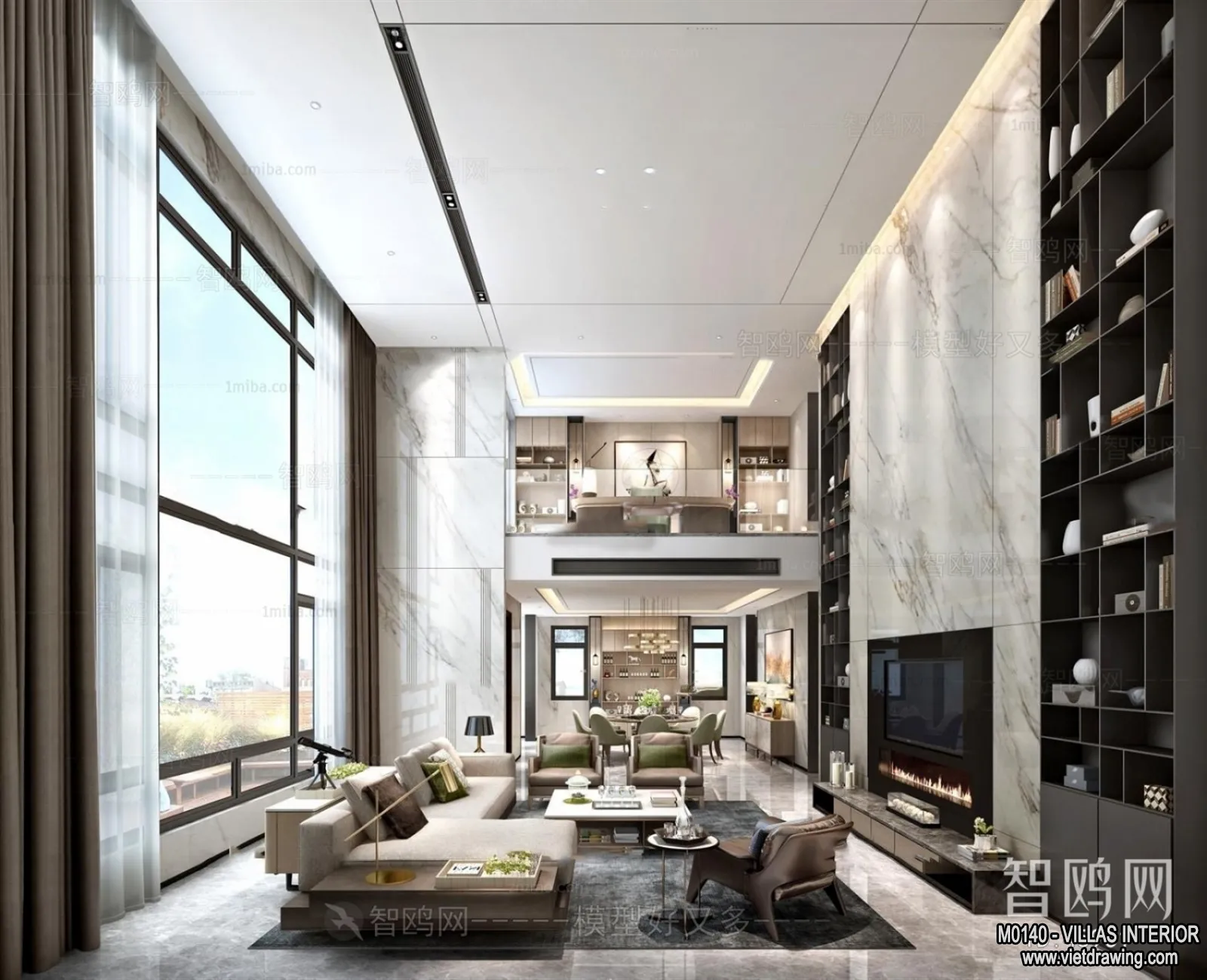 Living Room - Villas 3D Interior Scene - 3D Models - 068