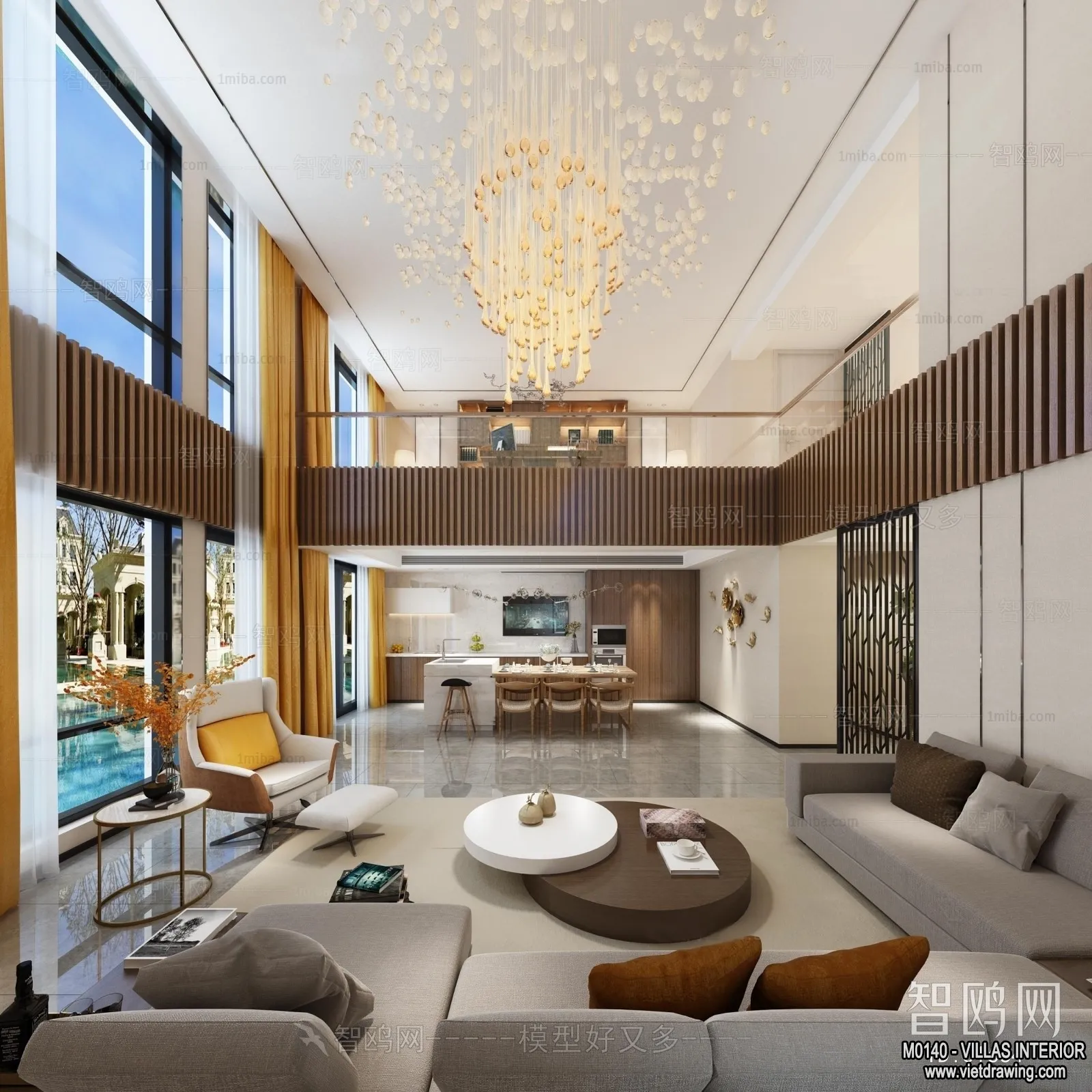 Living Room - Villas 3D Interior Scene - 3D Models - 069