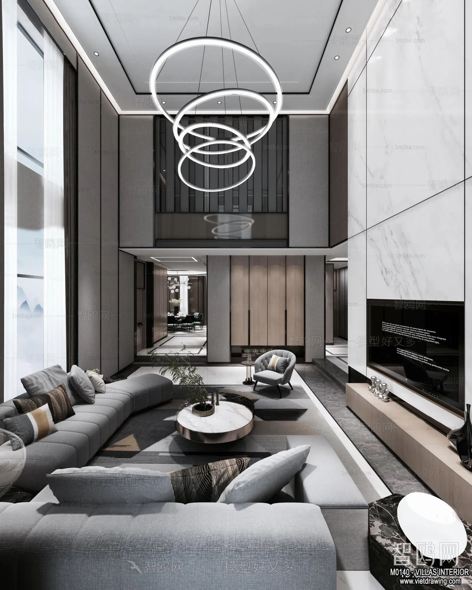 Living Room - Villas 3D Interior Scene - 3D Models - 070