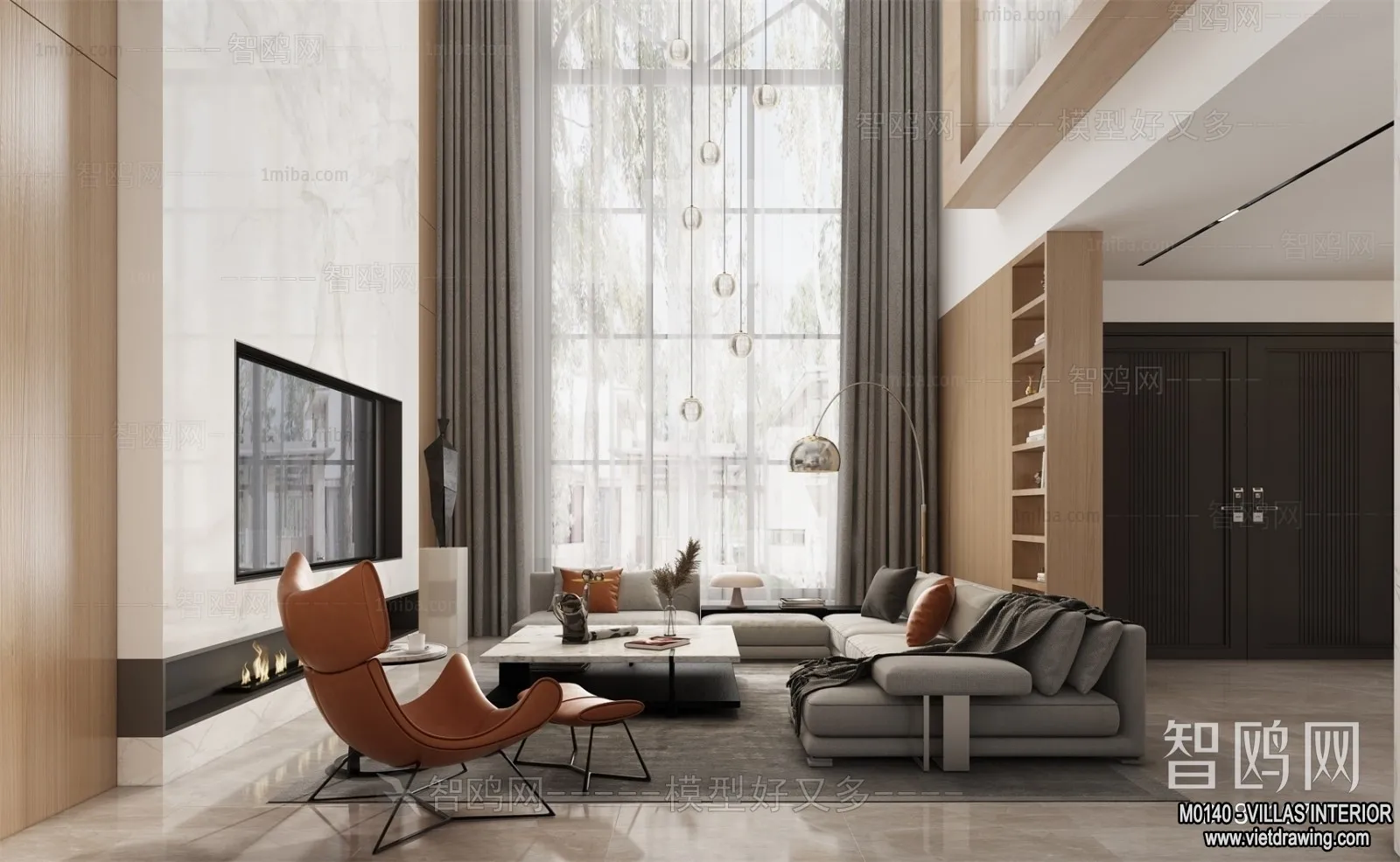 Living Room - Villas 3D Interior Scene - 3D Models - 072