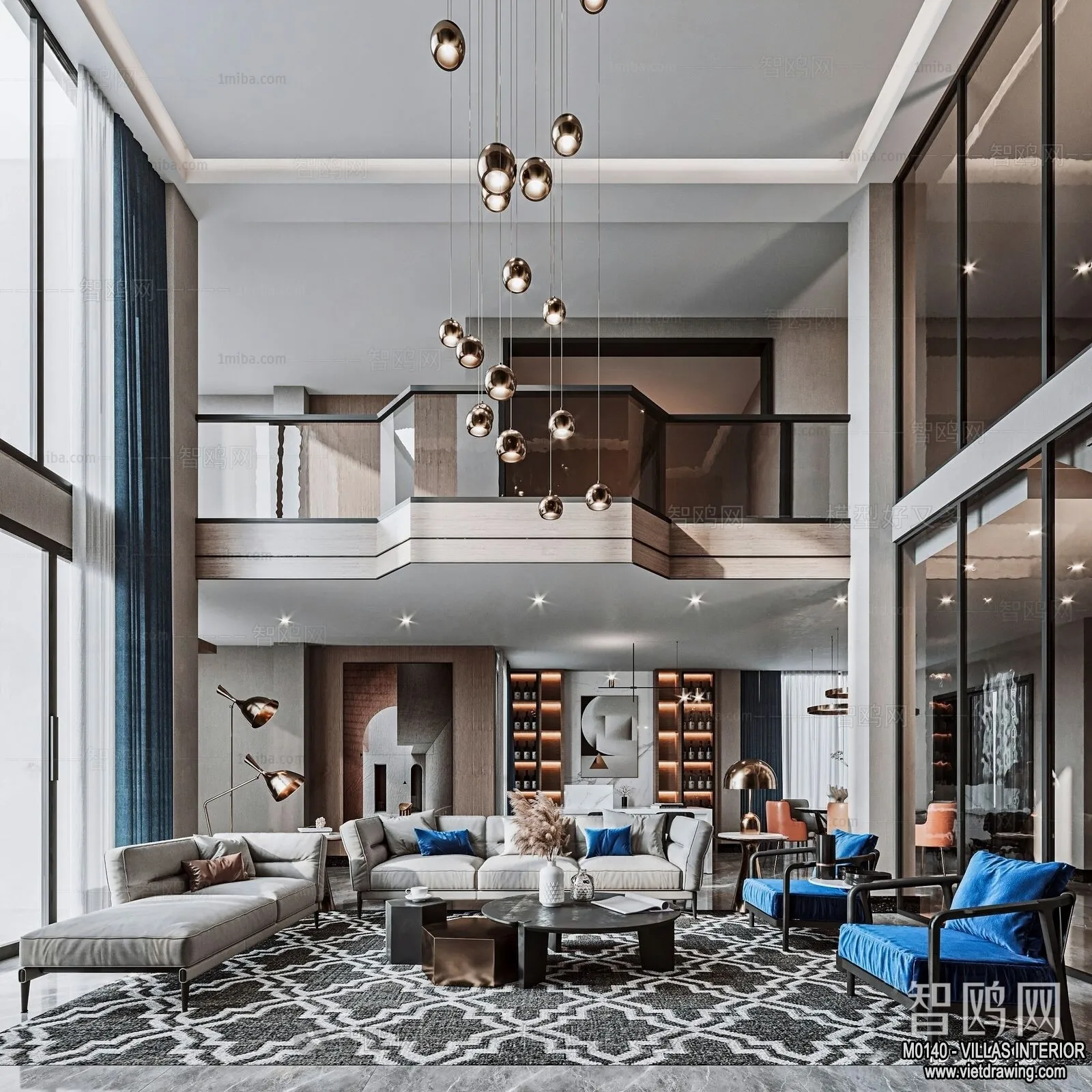 Living Room - Villas 3D Interior Scene - 3D Models - 075