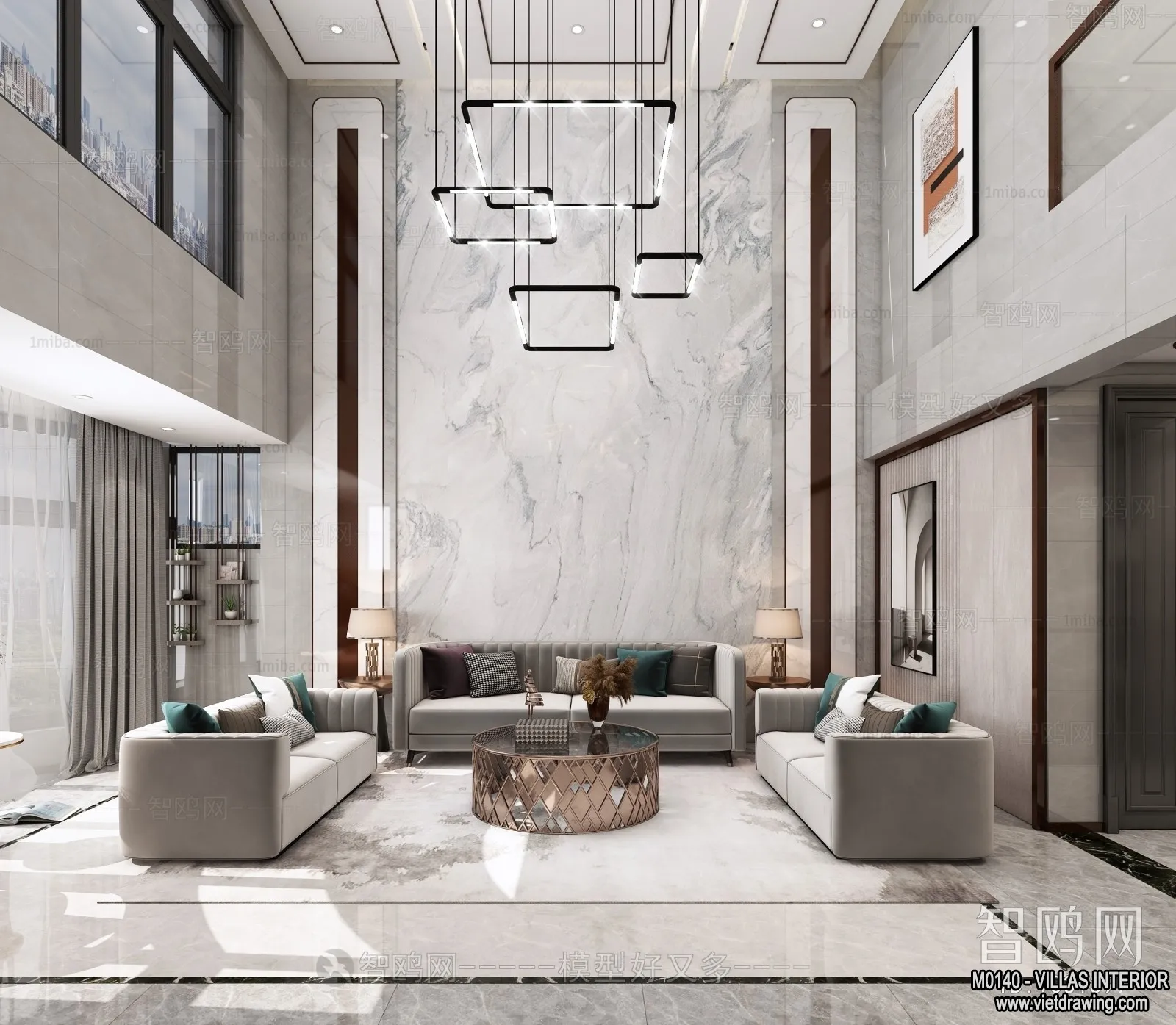 Living Room - Villas 3D Interior Scene - 3D Models - 076