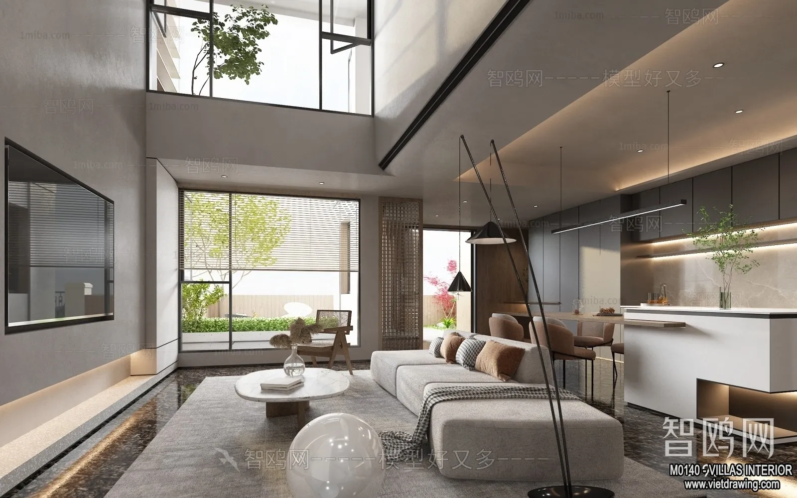 Living Room - Villas 3D Interior Scene - 3D Models - 077