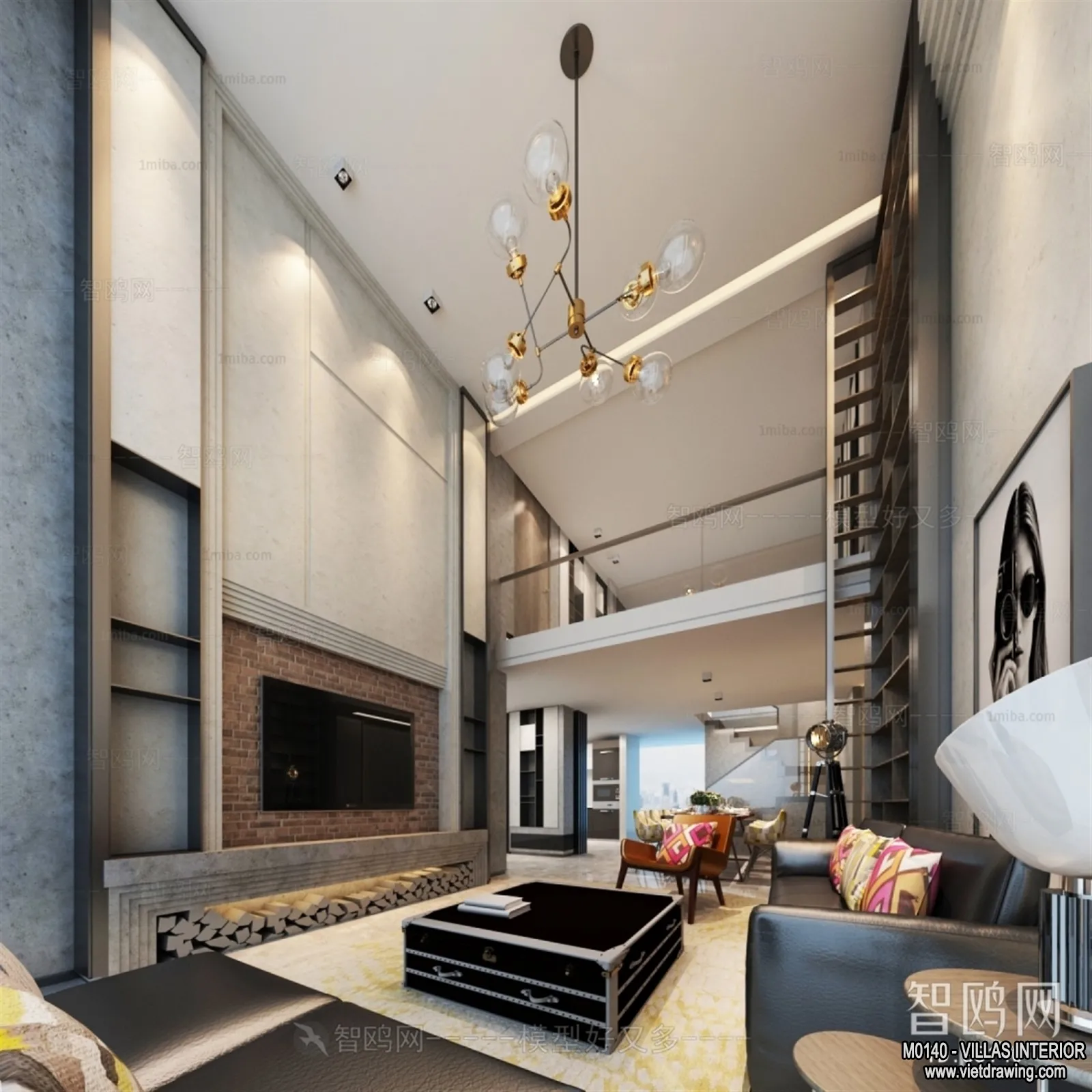 Living Room - Villas 3D Interior Scene - 3D Models - 080