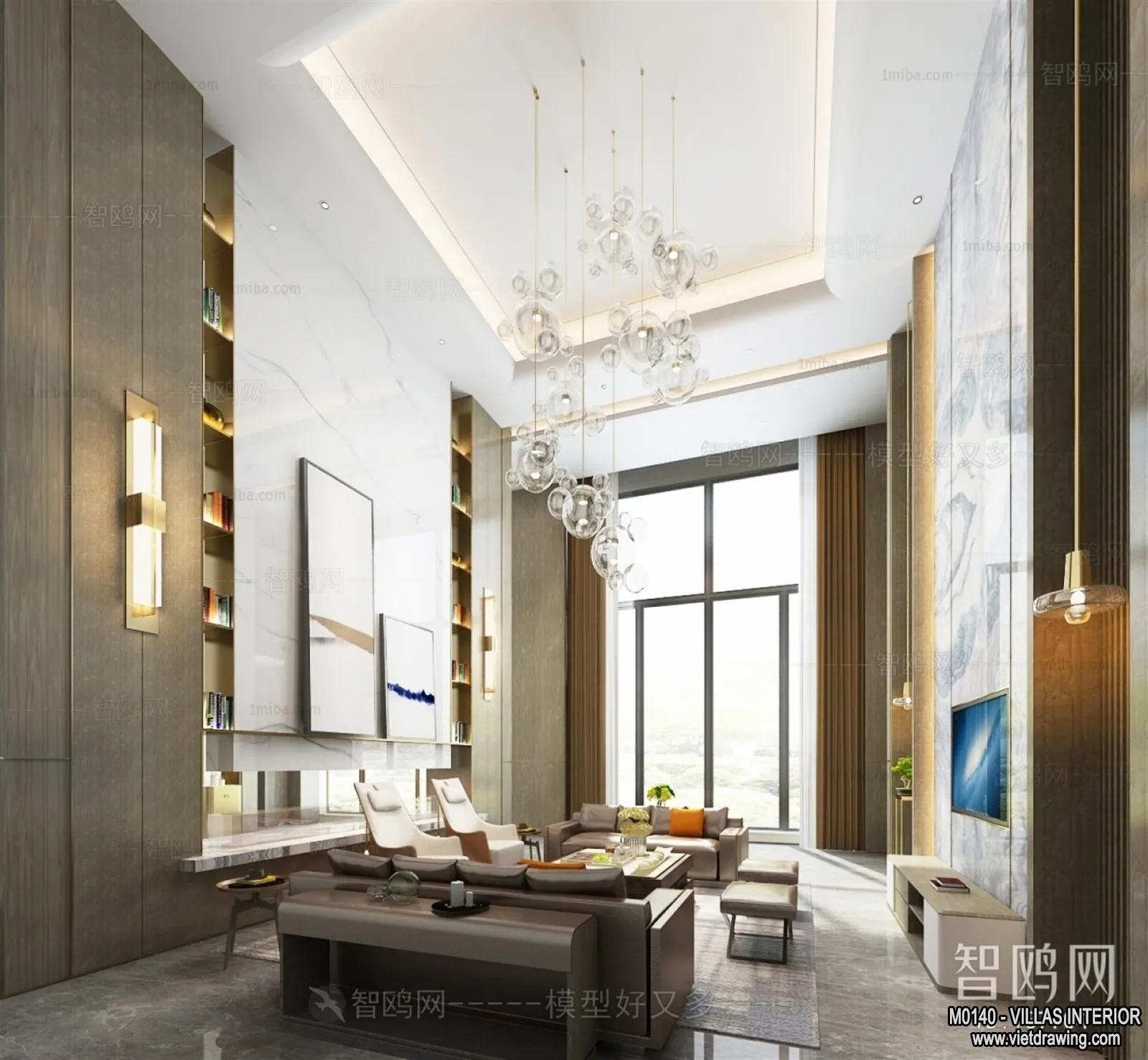 Living Room - Villas 3D Interior Scene - 3D Models - 083