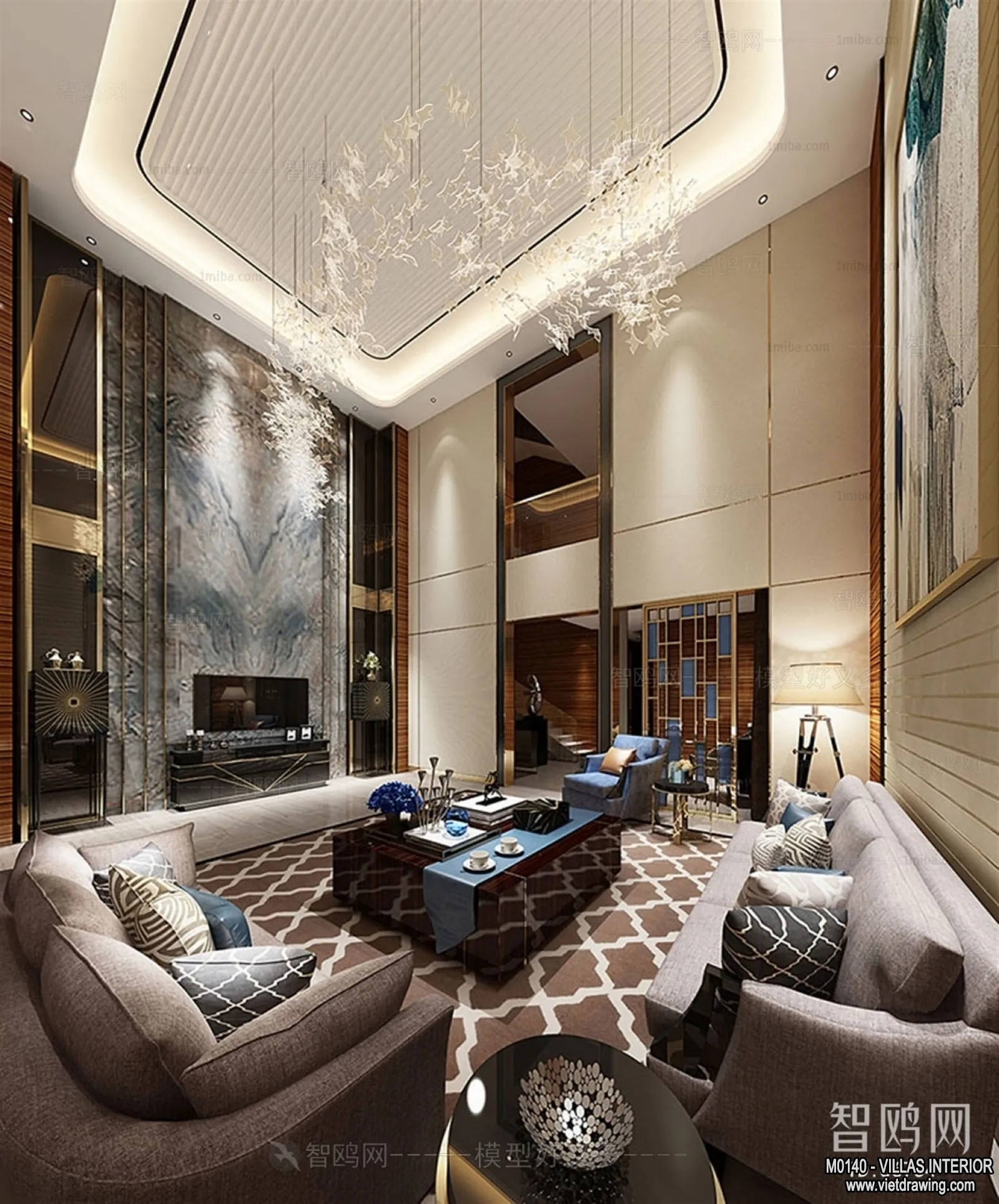 Living Room - Villas 3D Interior Scene - 3D Models - 084