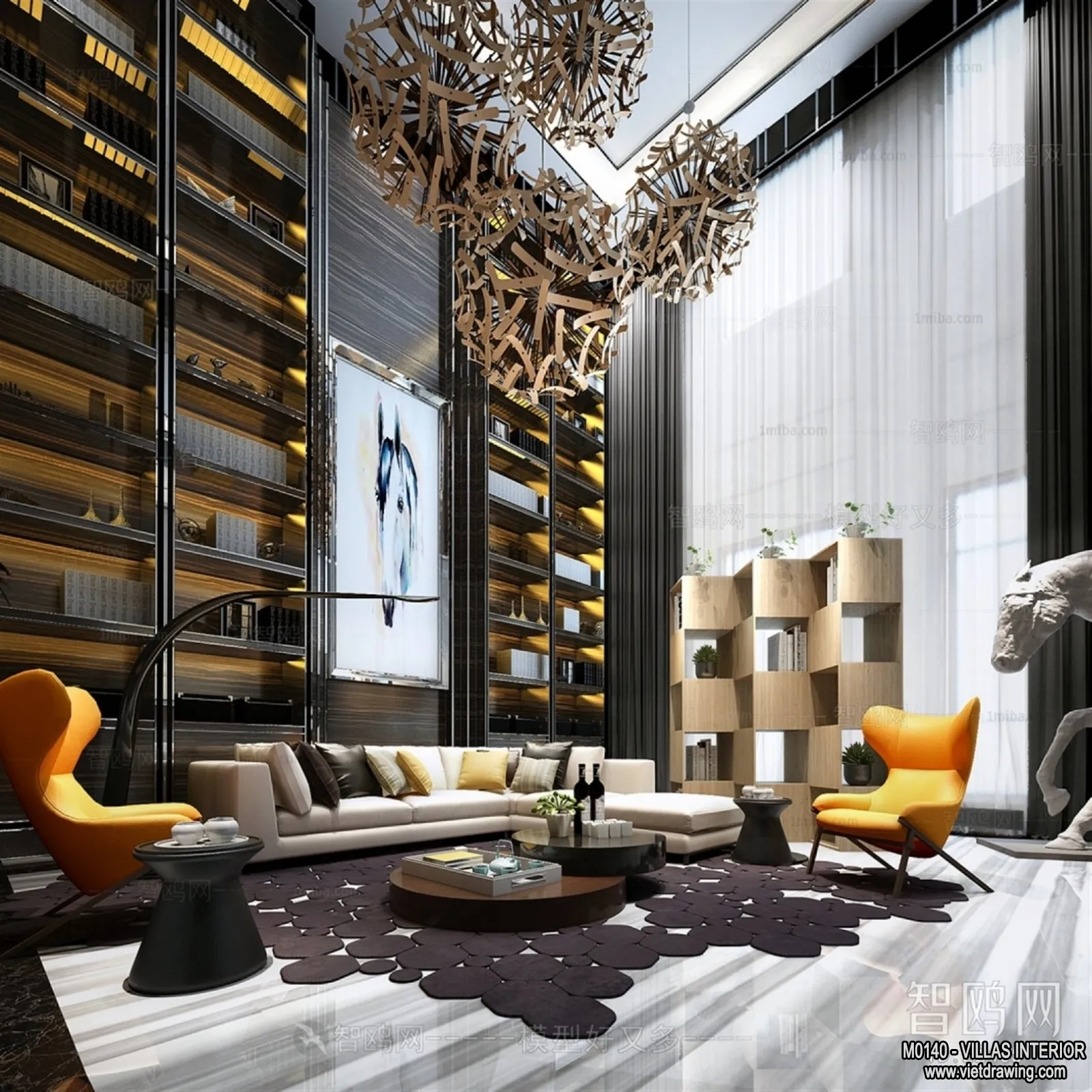 Living Room - Villas 3D Interior Scene - 3D Models - 085