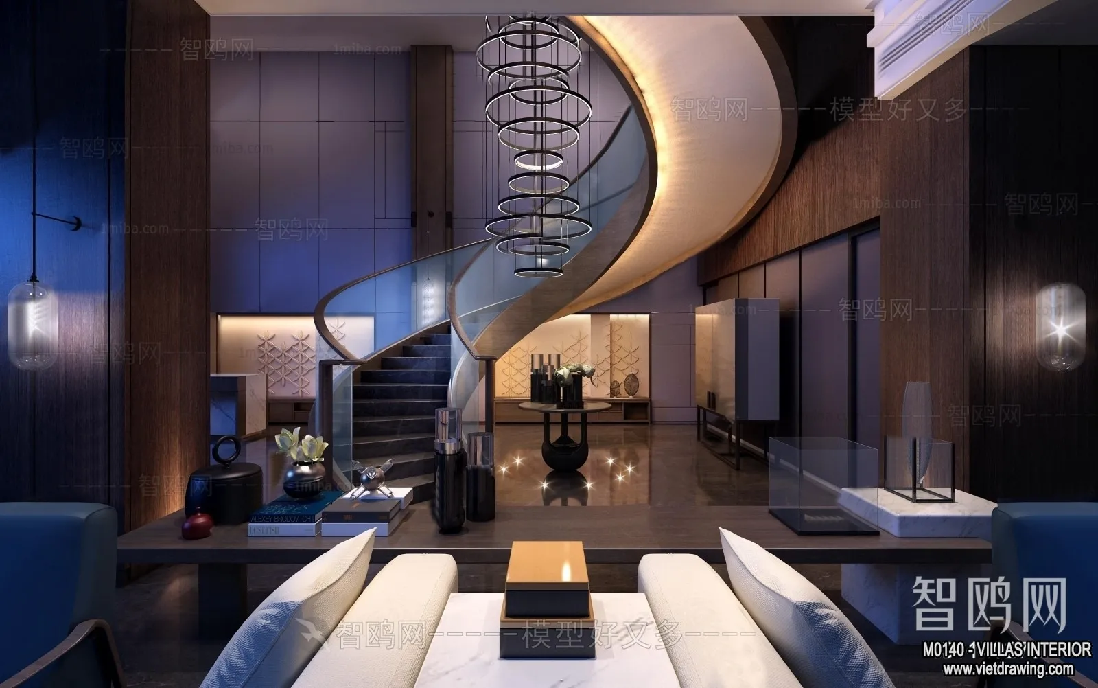 Living Room - Villas 3D Interior Scene - 3D Models - 086