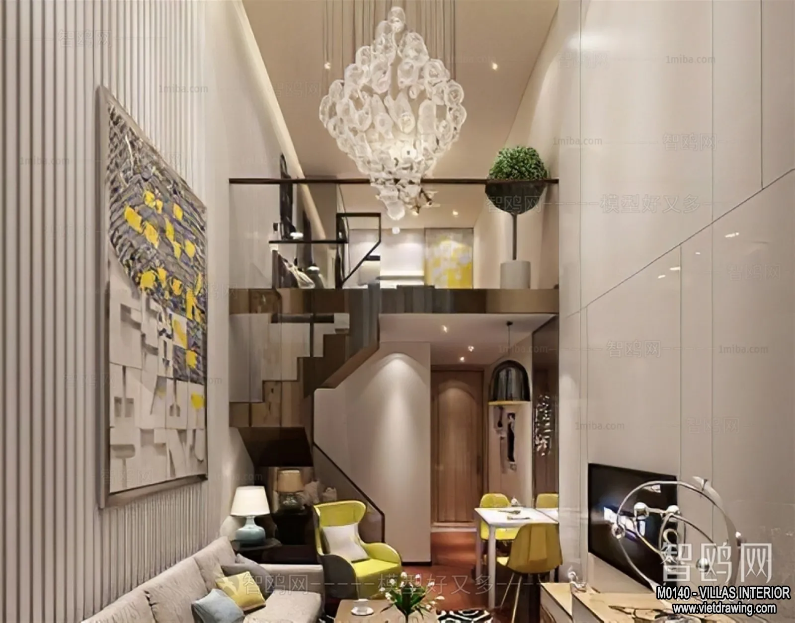 Living Room - Villas 3D Interior Scene - 3D Models - 087