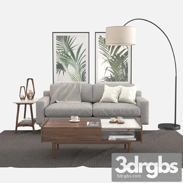 Living set. west elm 2 3D Model Free