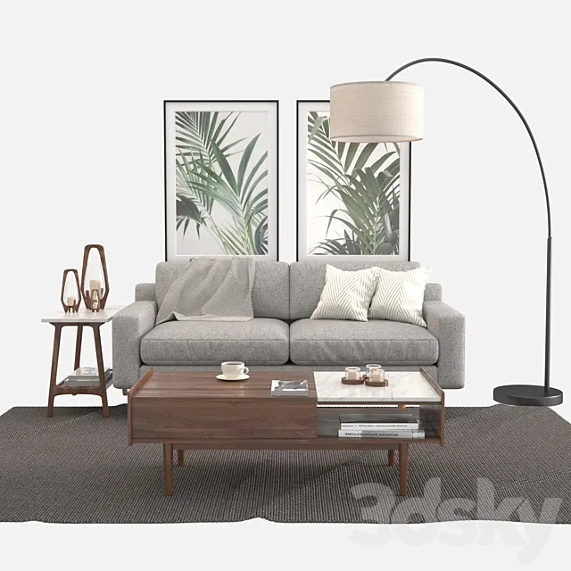 Living Set. West elm 3DModel