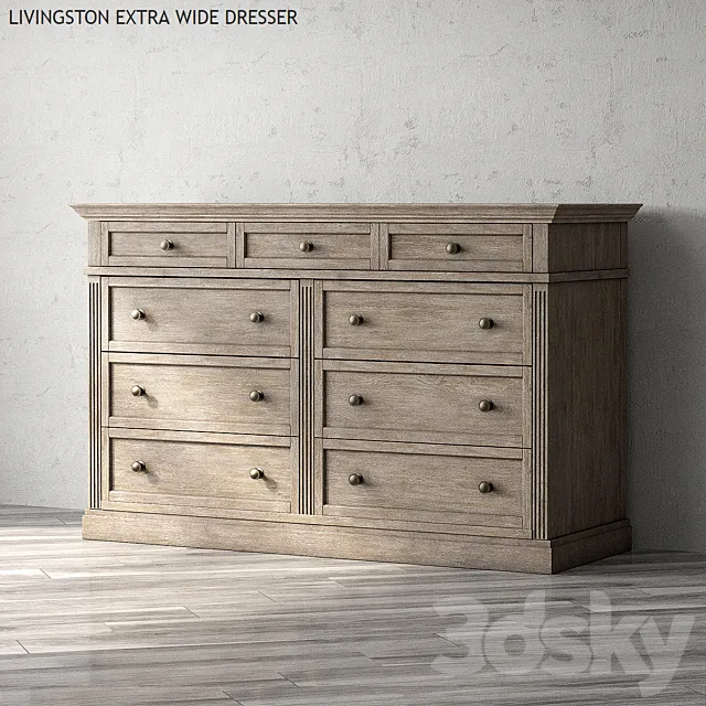LIVINGSTON EXTRA WIDE DRESSER 3D Model