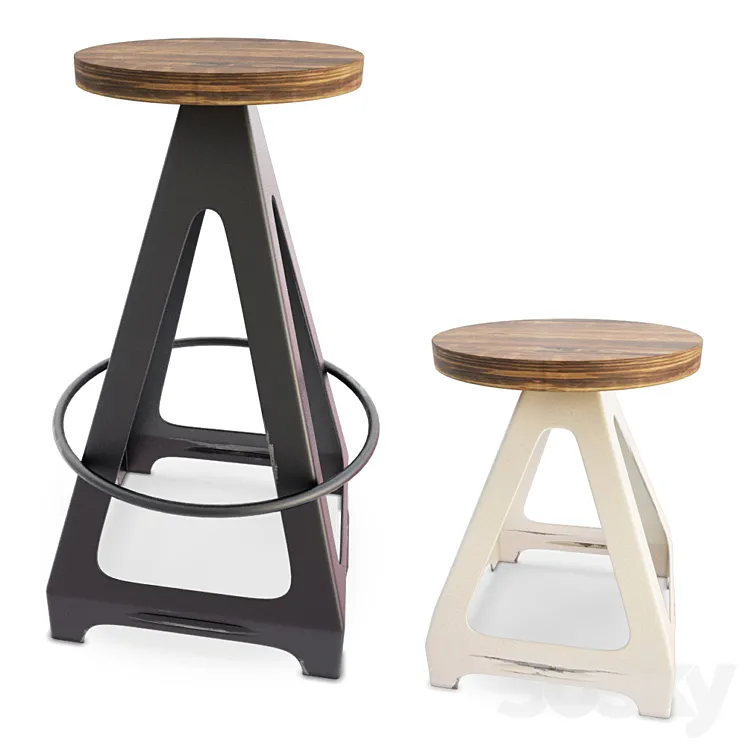 Livorno Industrial Stools 3D Model Free