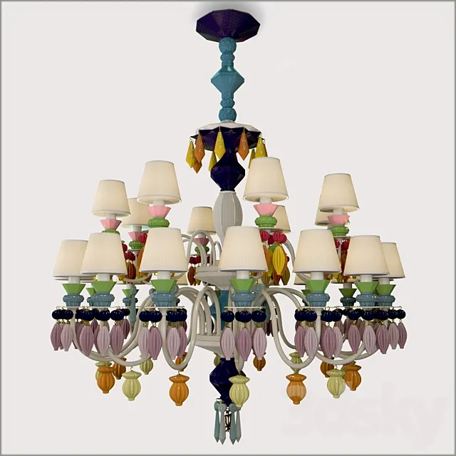 LLADRO _ BELLE DE NUIT CHANDELIER 24L MULTICOLOUR 3DModel