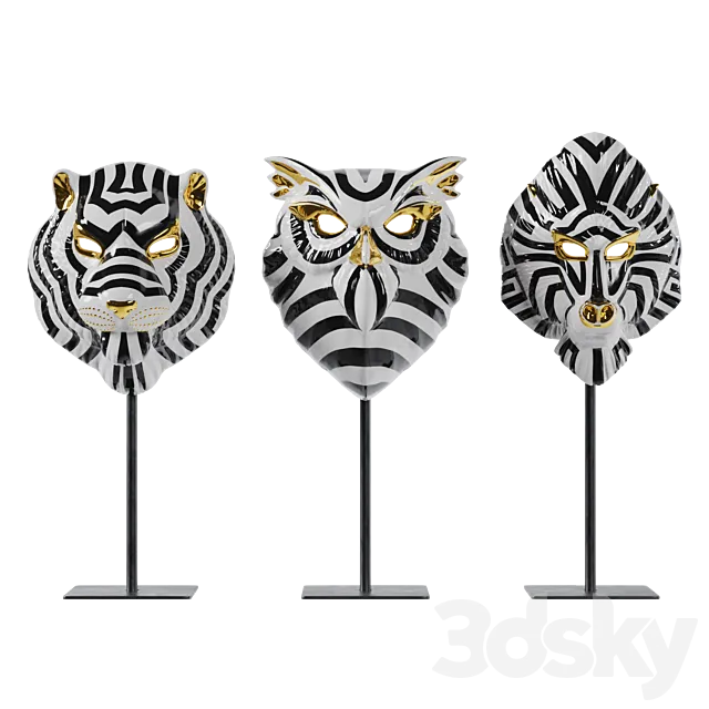 LLADRO SET ANIMAL MASK 3D Model