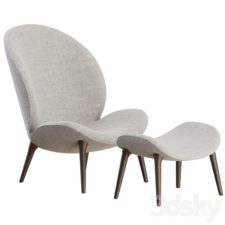 Lodge Lounge Chair + Footstool by Vipp 3D Model Free