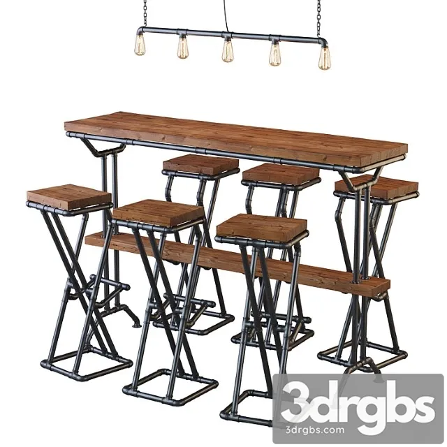 Loft bar of pipes 2 3D Model Free