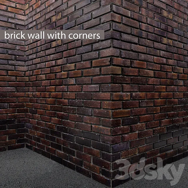 Loft. Brick wall with corners. masonry. brick. loft. decorative. panel. wall. corner. brick 3DModel