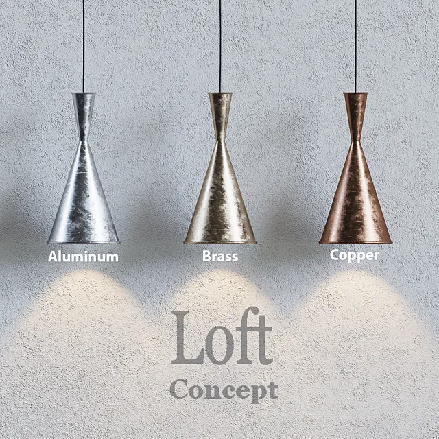 Loft concept - COPPER PENDANT LAMP BEAT LIGHT TALL 3DModel