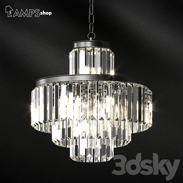 Loft Crystal Lamp 4 Circles 3D Model