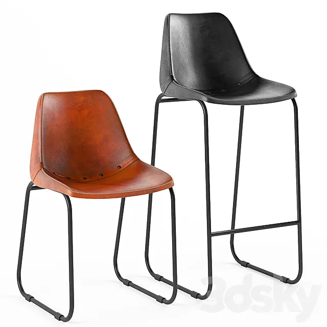 Loft Design chairs 007 and 014 model 3D Model