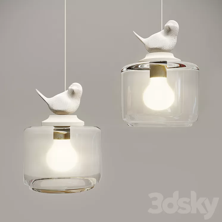 Loft Industry Glass Bird Pendant 3D Model