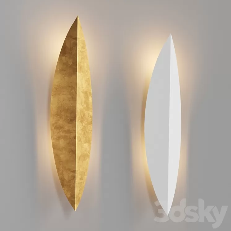 Loftconcept Art Deco Leaf Wall Lamp Gold and White 3D Model