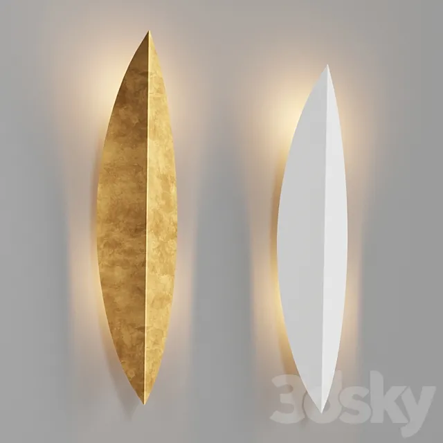 Loftconcept Art Deco Leaf Wall Lamp Gold and White 3DModel