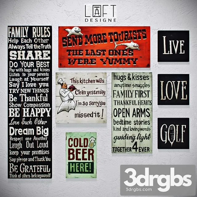 Loftdesign Nastiennyi Postier Set 001 3D Model Free