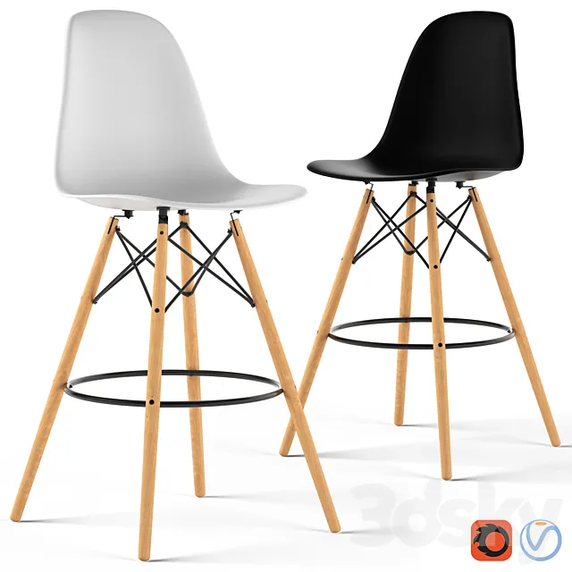 Loftdesigne Stool 3753 - Eames Plastic Stool 3D Model