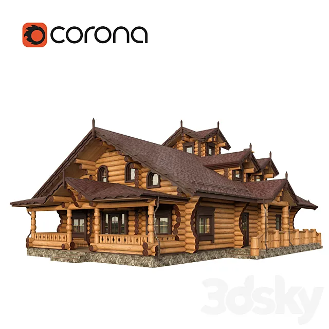 Log cabin chalet Corona 3DModel