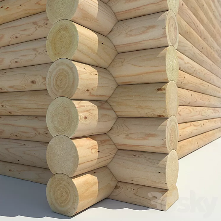 Log cabin of round logs