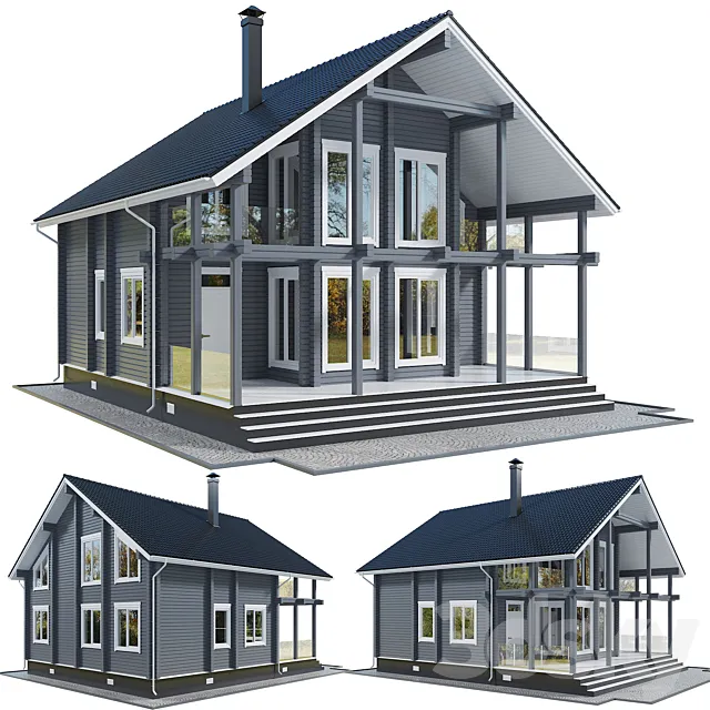 Log cottage 2 3D Model