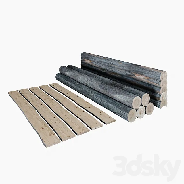 Logs. boards. 3DModel