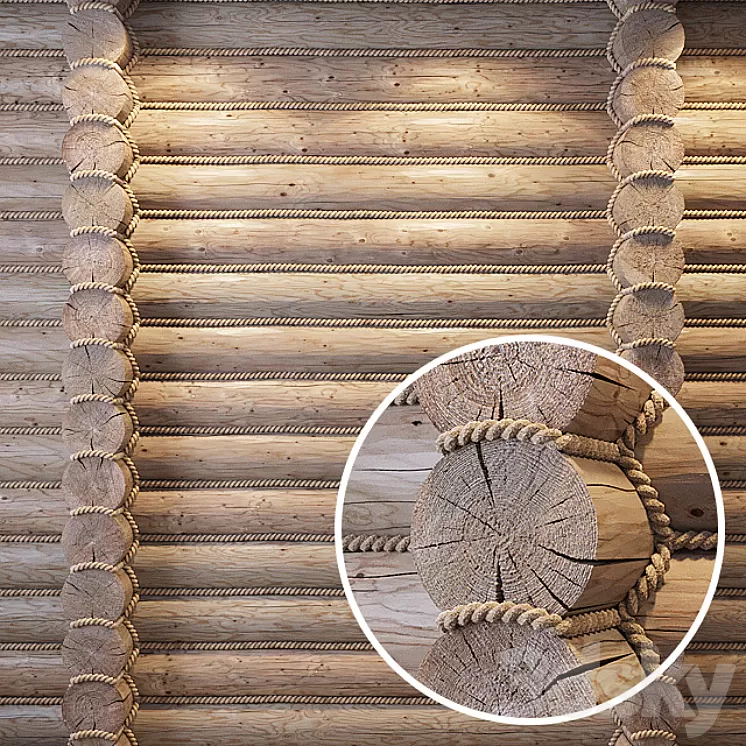 Logs with ropes 3D Model