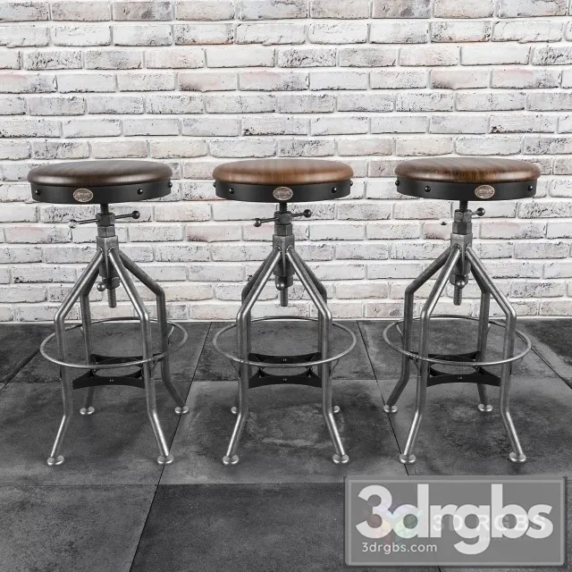 Lokkhan Industrial Bar Stool 3D Model Free