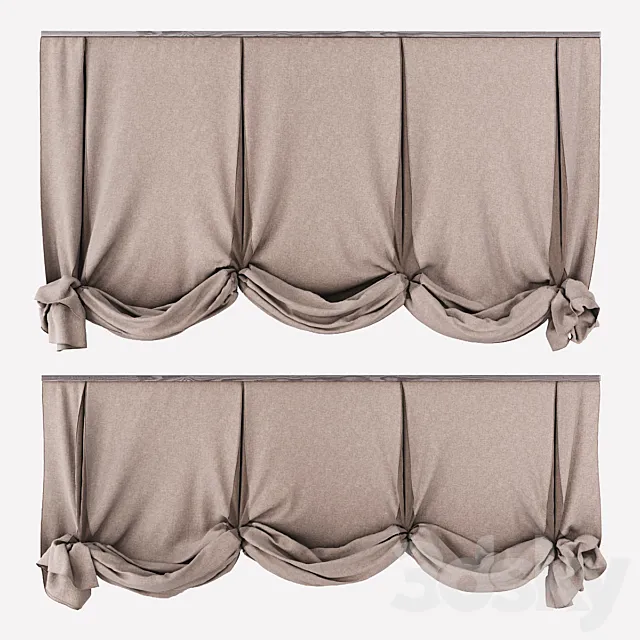 London curtains in two positions 3DModel