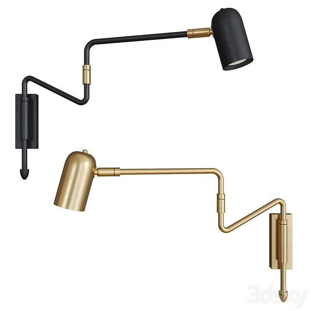 Long-Arm retractable wall lamp 3D Model