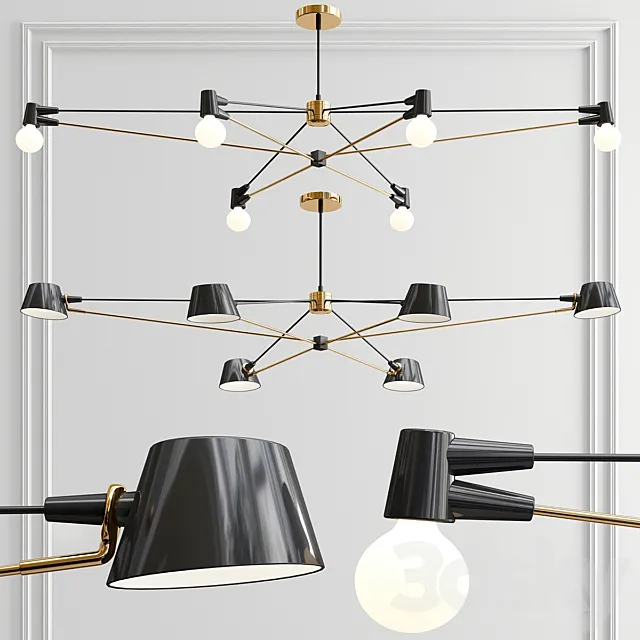 Long Cord & Long Pivot Chandelier 3D Model