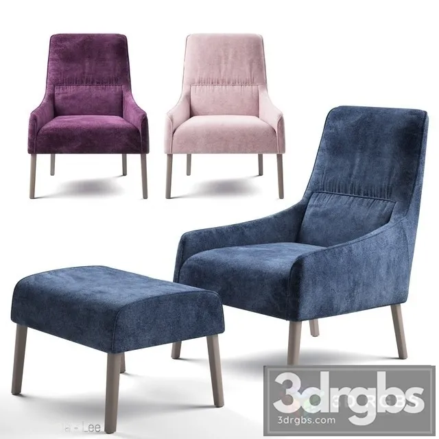 Long Island Armchair Footstool 3D Model Free